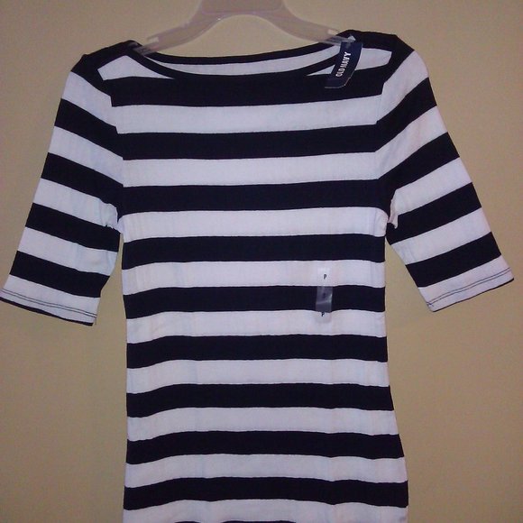 Old Navy white & Blue stripe 3/4 sleeve shirt S - Picture 1 of 7